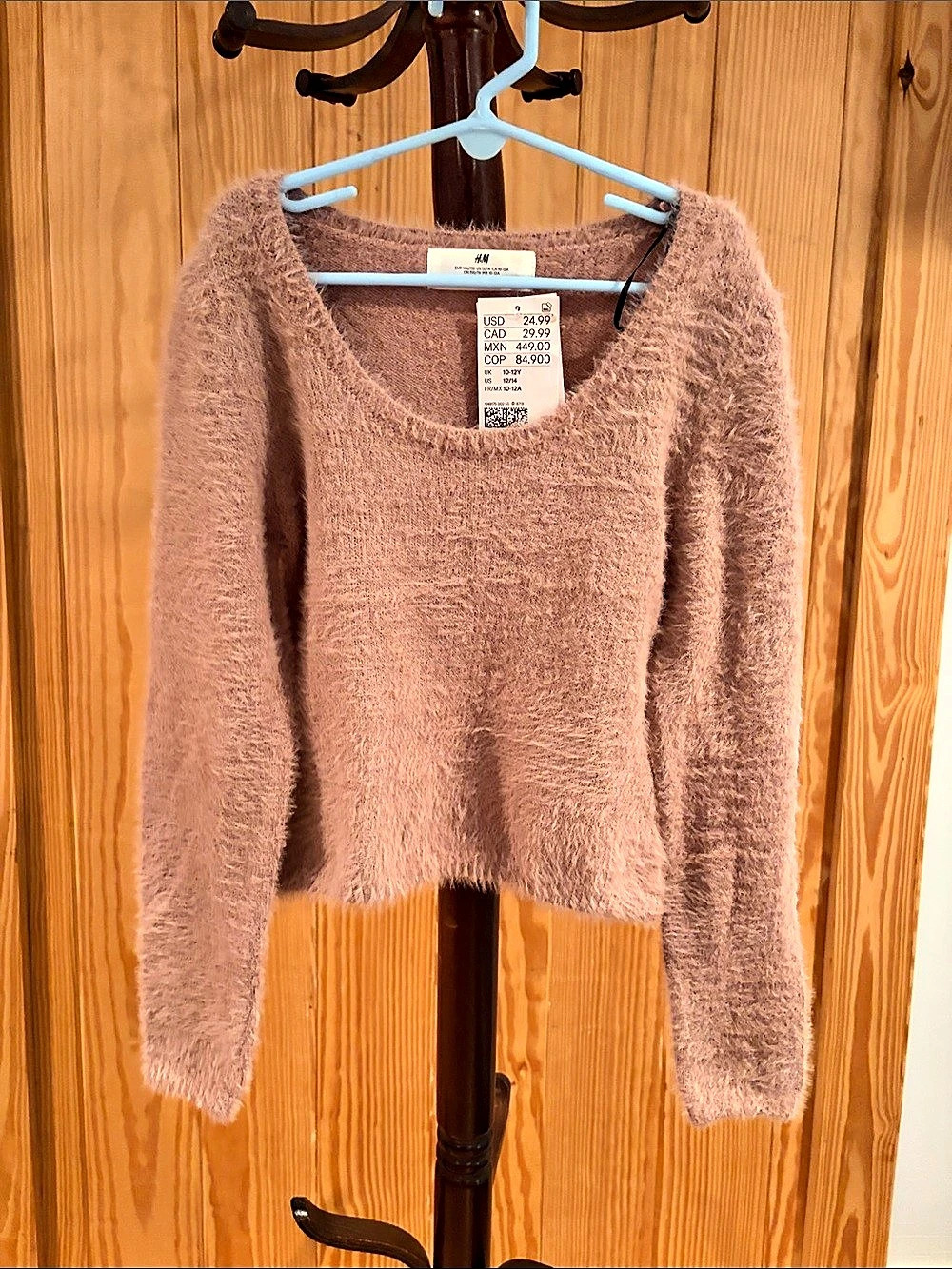 H&M Fluffy Knit Sweater Fuzzy Knit Sweater in Pink Size 10-12Y NWT